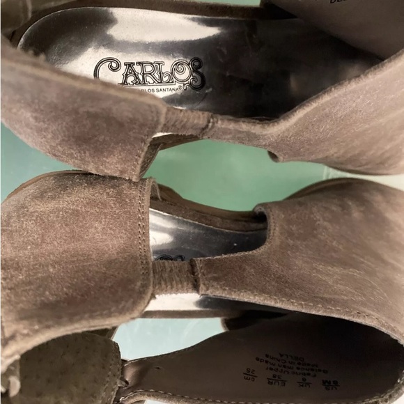 Carlos Santana Della Ankle Booties Women's 8M Heel Tan Zip Buckle Suede Look - Picture 5 of 8